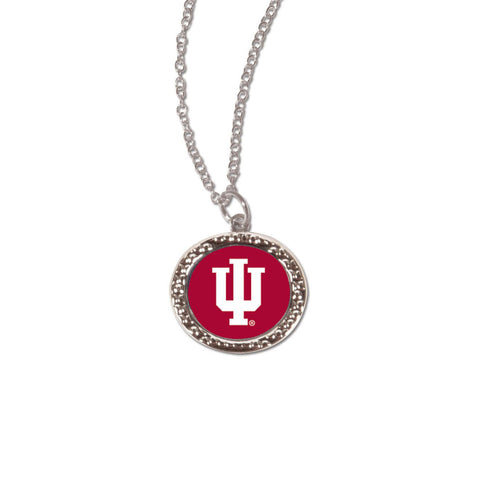 Indiana Hoosiers Round Logo Crimson Necklace - Front View