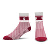 Ladies Indiana Hoosiers Cozy Cabin Socks in Crimson - Front and Side View