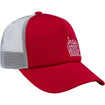 Ladies Indiana Hoosiers Adidas Wordmark Foam Trucker Adjustable Hat in Crimson - Front/Side View