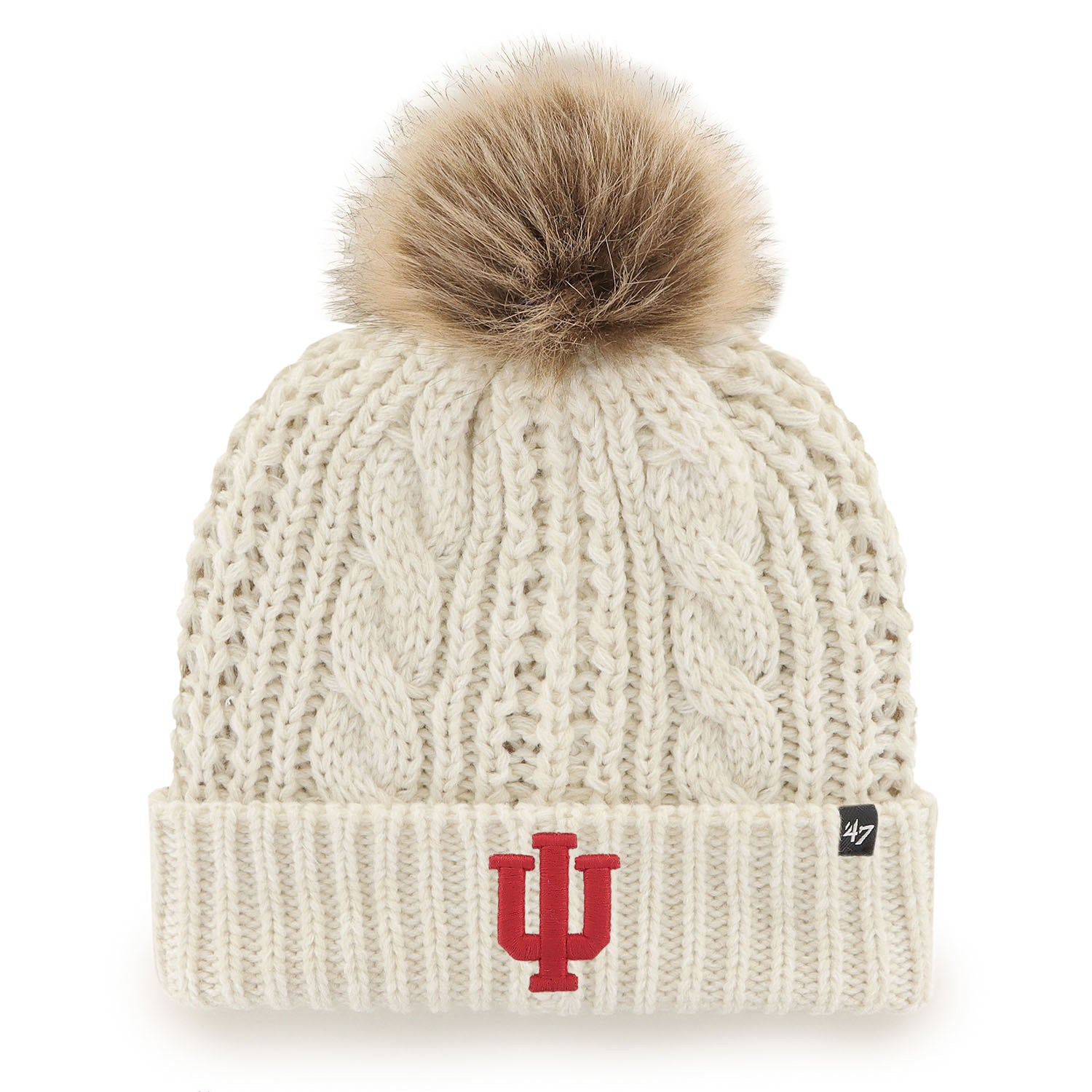 Indiana Hoosiers Ladies Meeko Knit Hat in White - Front View
