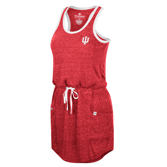 Ladies Indiana Hoosiers Active Tank Dress in Crimson - Front View