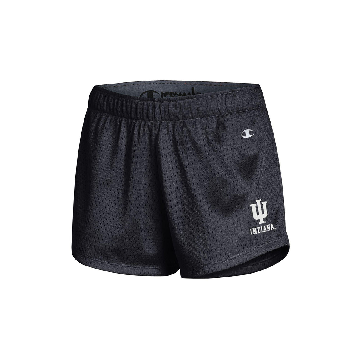 Ladies Indiana Hoosiers Black Mesh Shorts - Front View