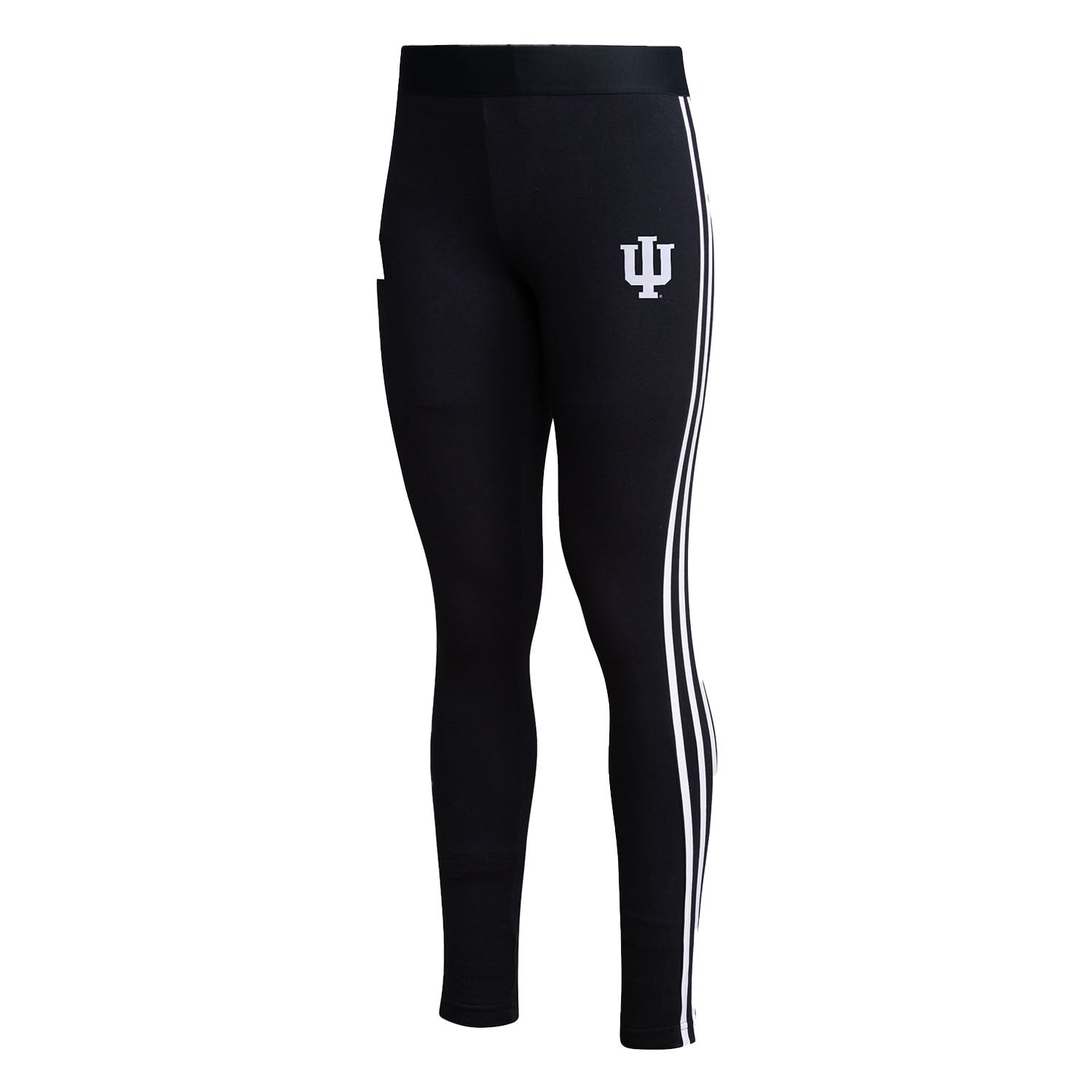 Ladies Indiana Hoosiers Adidas Tight Pants in Black - Front View