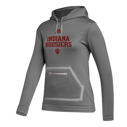 Ladies Indiana Hoosiers Adidas Team Indiana Hoosier Hood in Grey - Front View