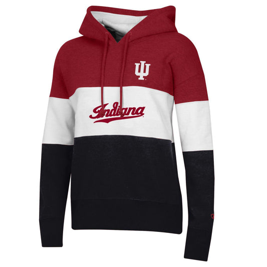 Ladies Indiana Hoosiers Super Fan Colorblock Hood in Crimson - Front View
