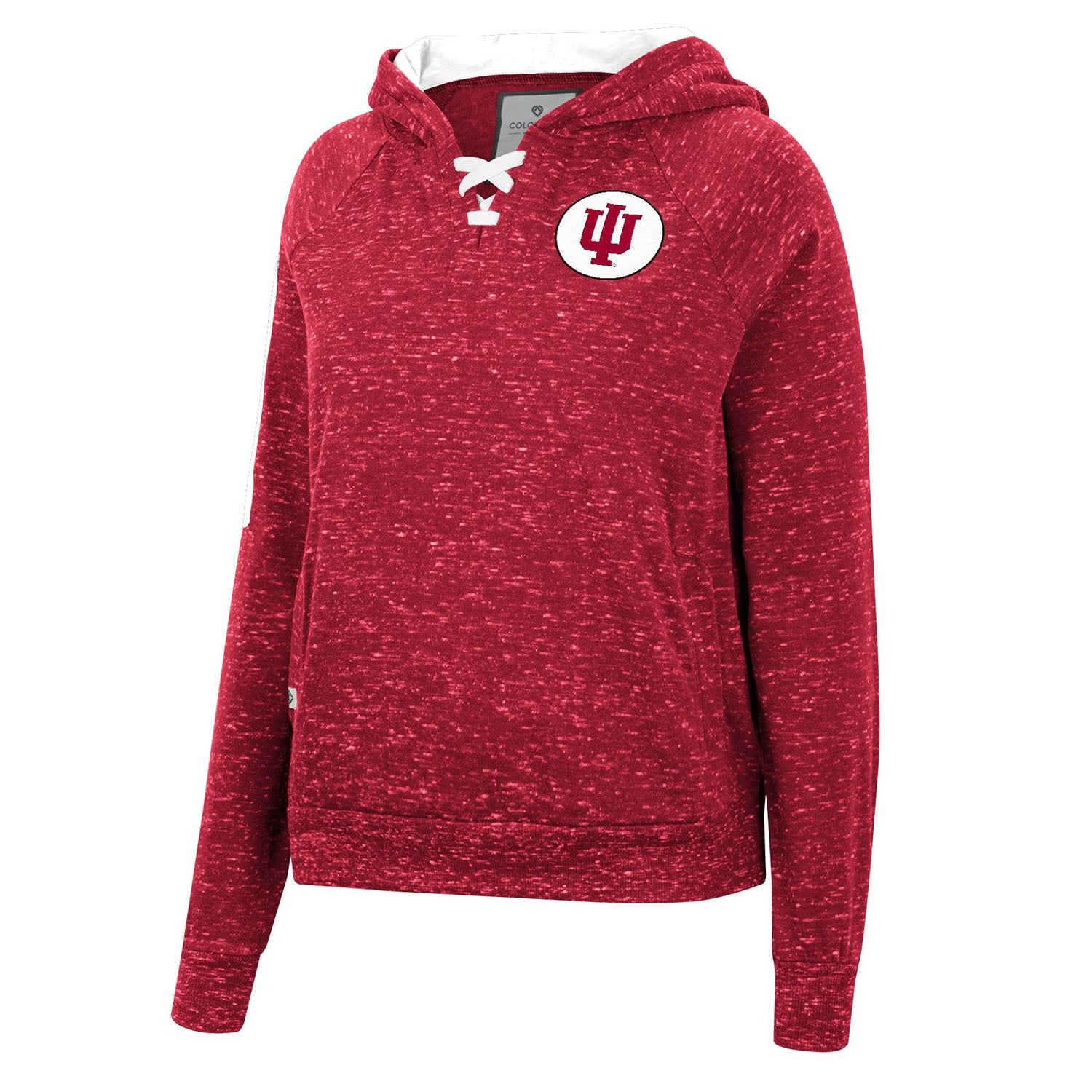 Ladies Indiana Hoosiers Devel Speckle Hood in Crimson - Front View