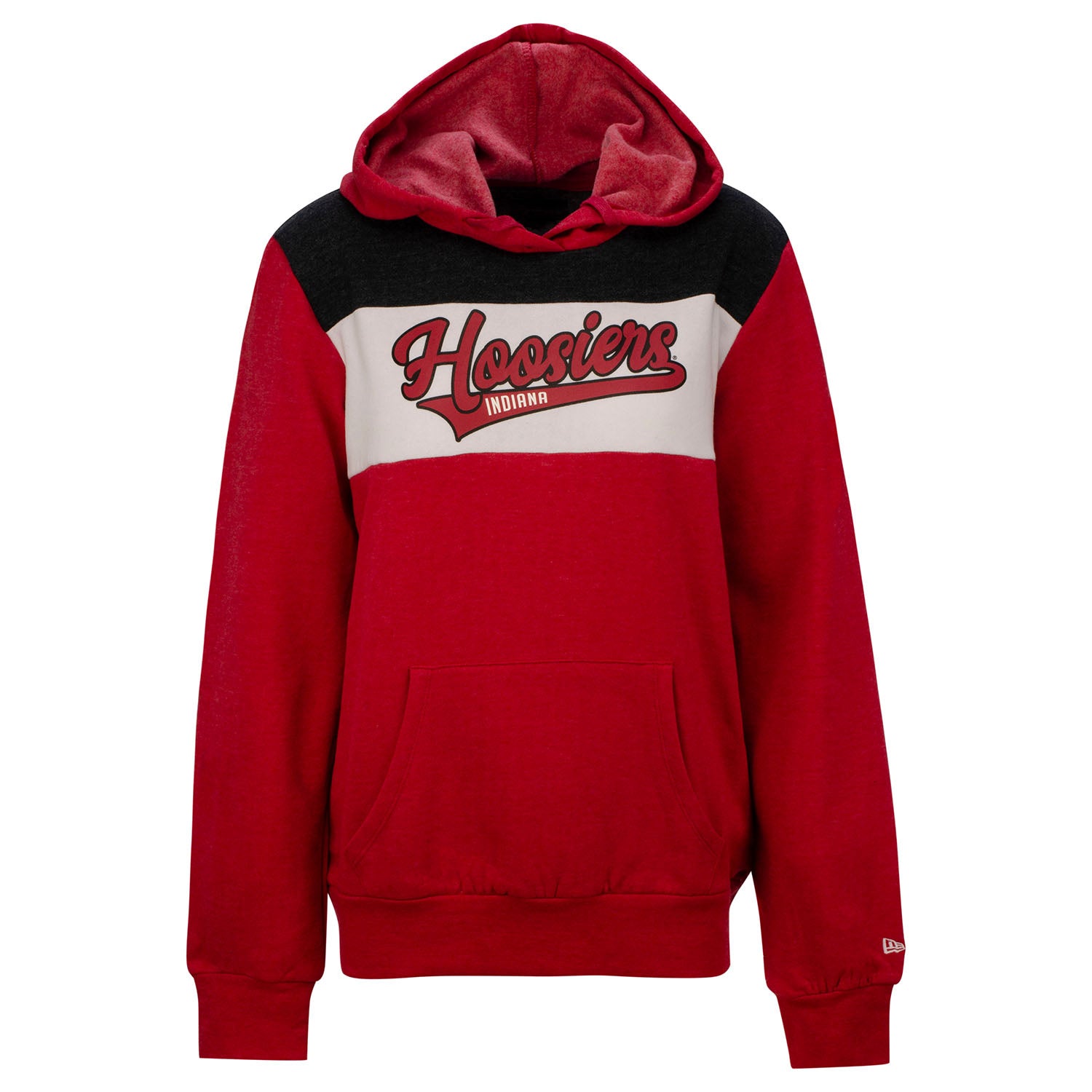 Ladies Indiana Hoosiers Contrast Hooded Sweatshirt in Crimson - Front View