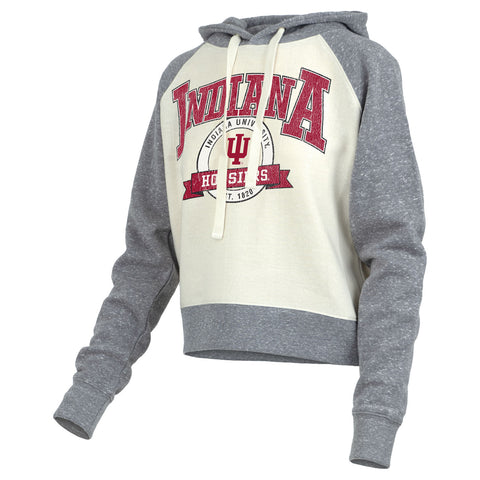 Ladies Indiana Hoosiers Cody Hood in White and Grey - Front View