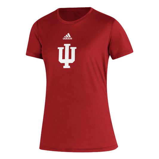 Ladies Indiana Hoosiers Adidas Creator Victory T-Shirt in Crimson - Front View