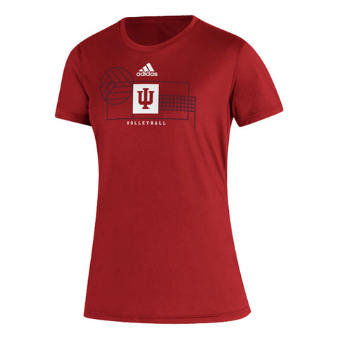 Ladies Indiana Hoosiers Adidas Creator Victory Volleyball T-Shirt in Crimson - Front View