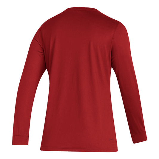 Ladies Indiana Hoosiers Adidas Creator Tail Script Long Sleeve T-Shirt in Crimson - Back View