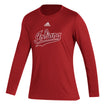 Ladies Indiana Hoosiers Adidas Creator Tail Script Long Sleeve T-Shirt in Crimson - Front View