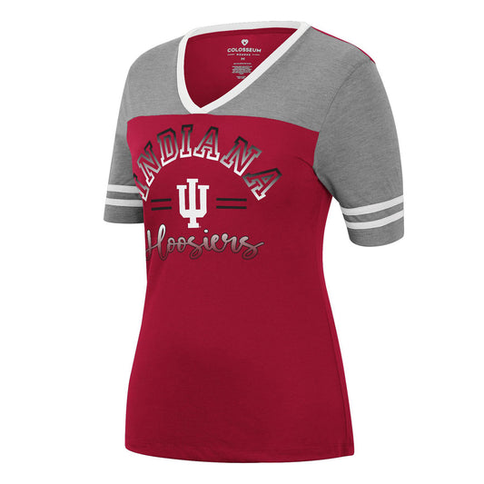 Ladies Indiana Hoosiers There You Are T-Shirt in Crimson - Front View