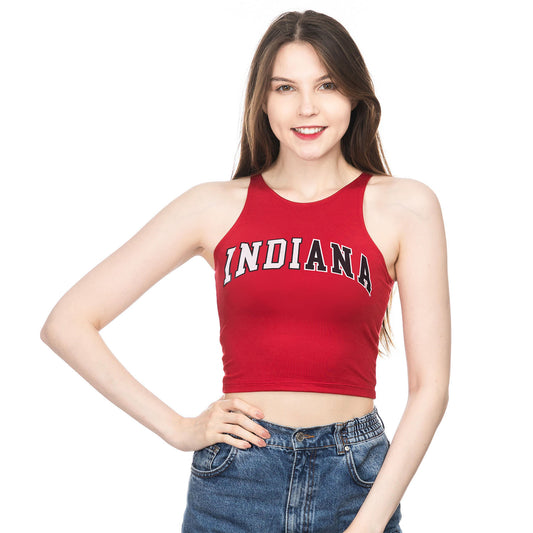 Ladies Indiana Hoosiers First Down Tank Top in Crimson - Front View