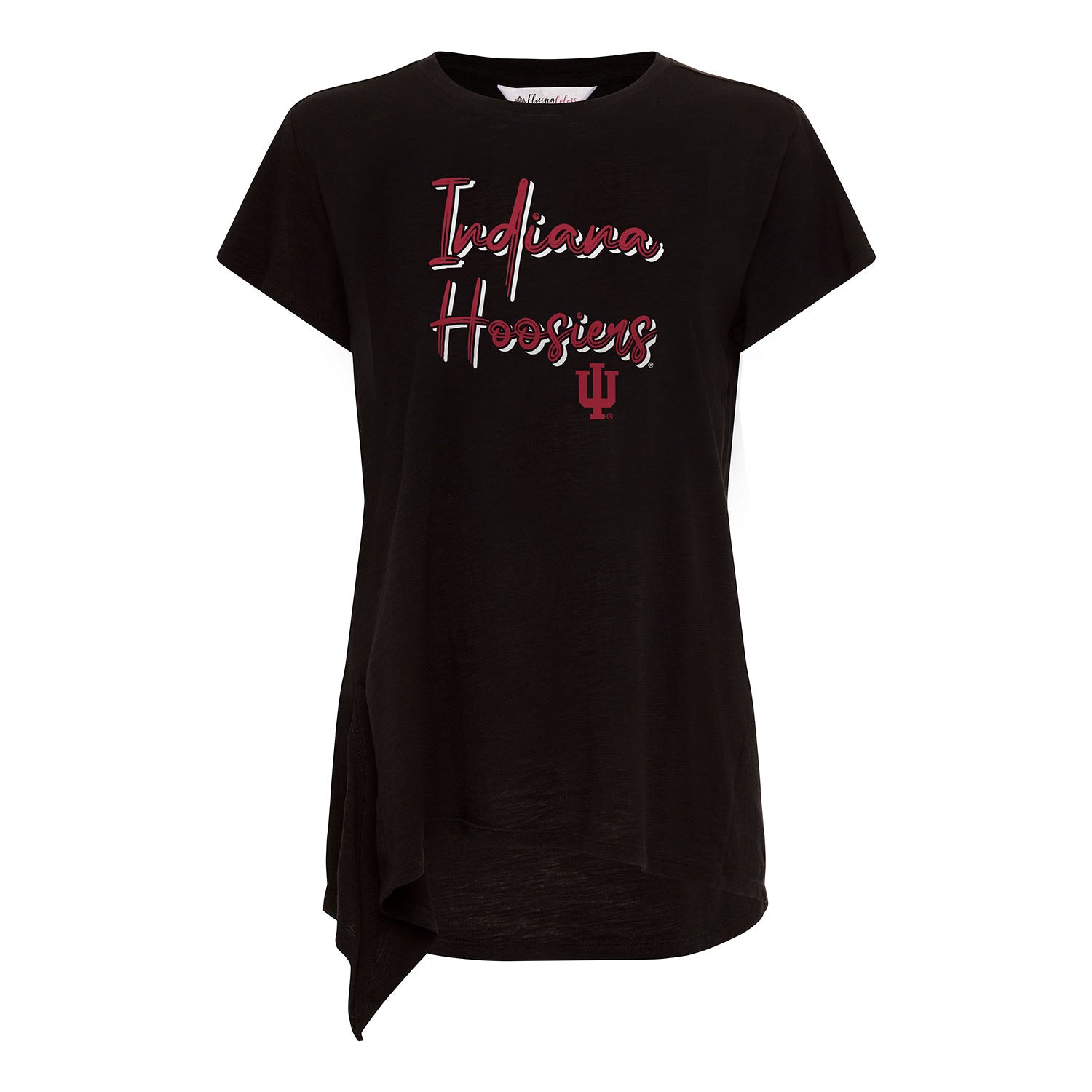 Ladies Indiana Hoosiers Sophie Side Short Sleeve in Black - Front View