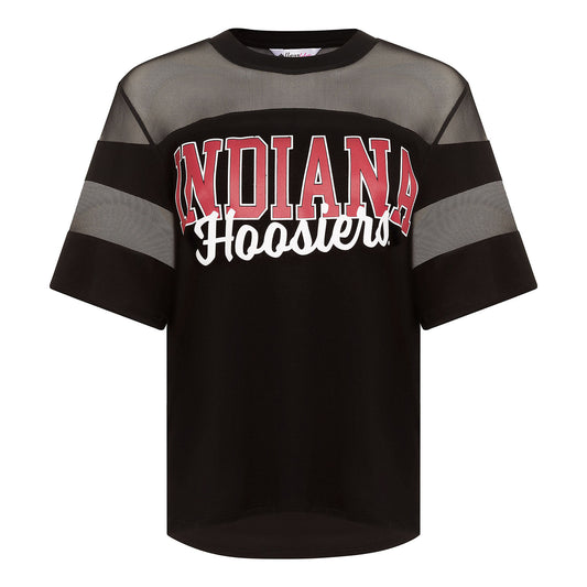 Ladies Indiana Hoosiers Avery Jersey Short Sleeve in Black - Front View