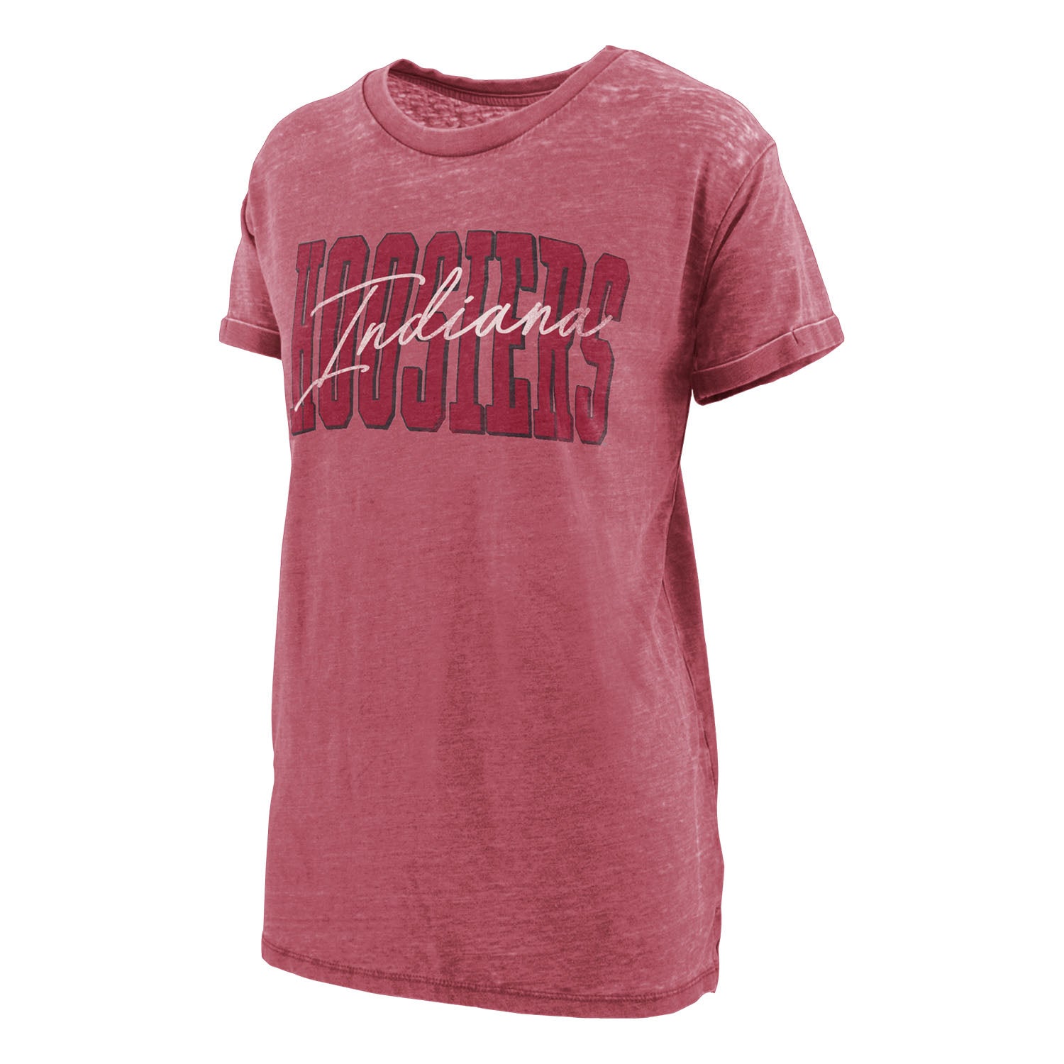Ladies Indiana Hoosiers Boyfriend Everest Short Sleeve in Crimson - Front View