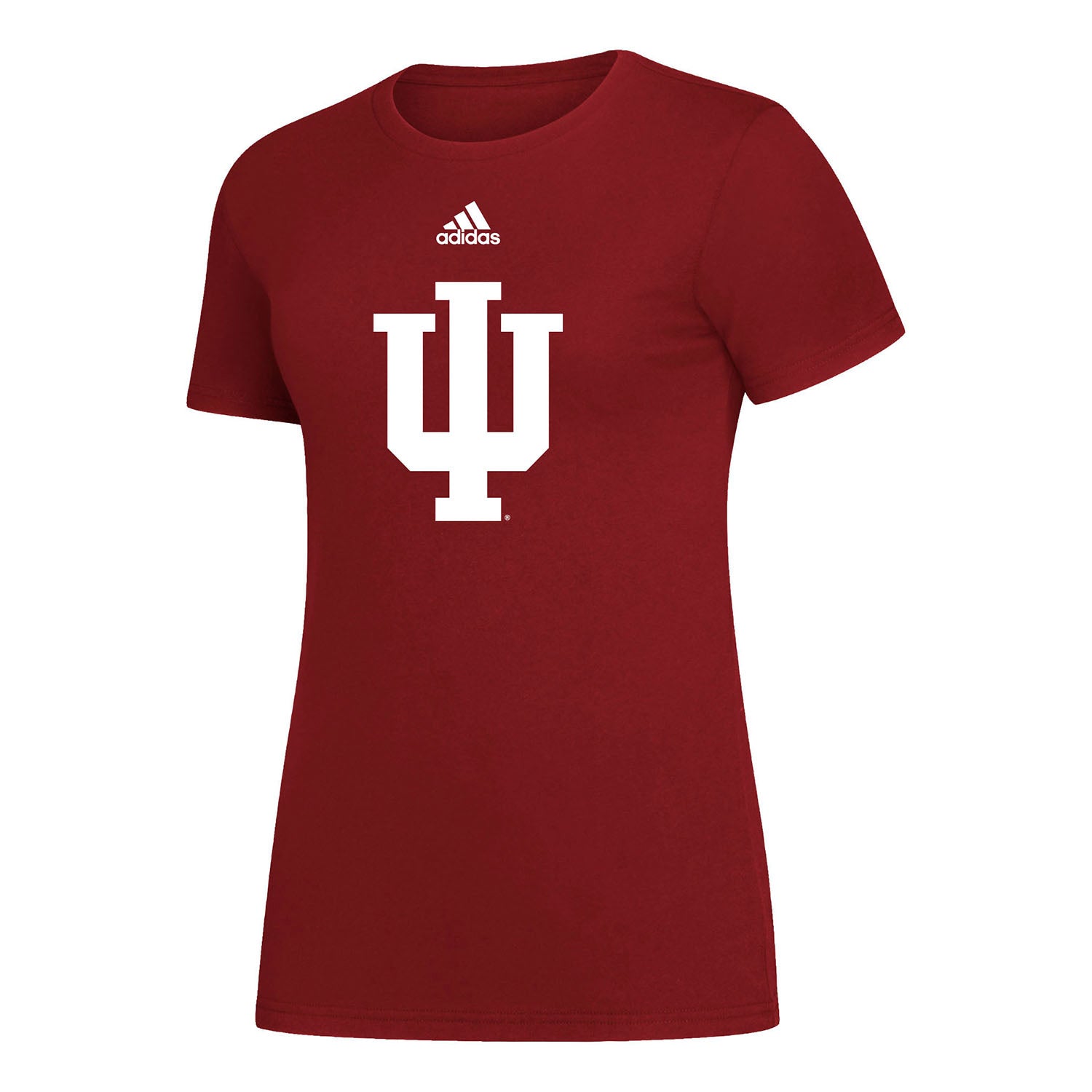 Ladies Indiana Hoosiers Adidas Amplifier Crimson T-Shirt - Front View