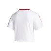 Ladies Indiana Hoosiers Adidas Crop Ringer Stripe T-Shirt in White - Back View