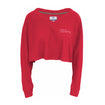 Ladies Indiana Hoosiers Cozy Fleece V-Neck Cropped Long Sleeve in Crimson - Front View
