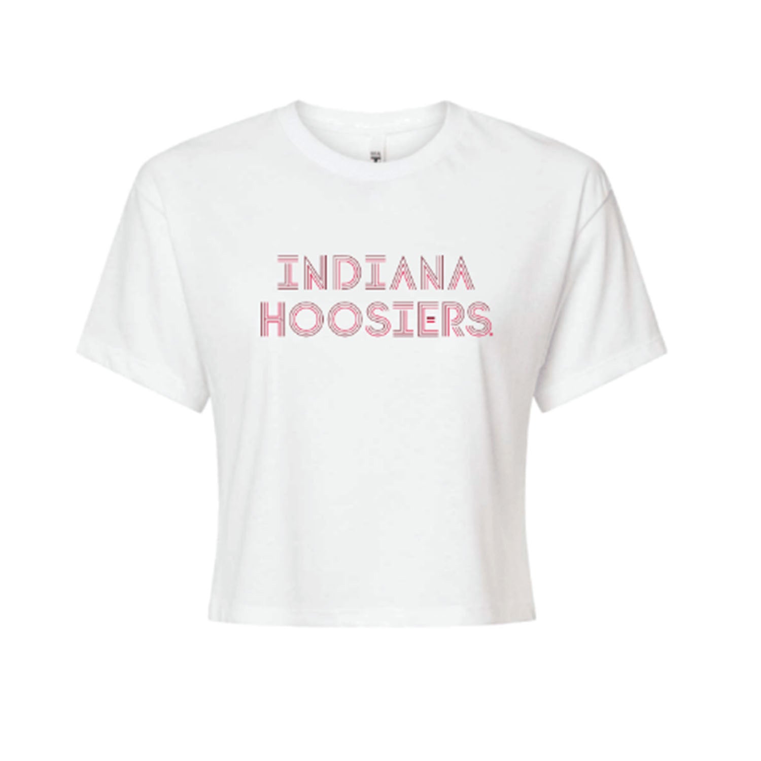 Ladies Indiana Hoosiers Tatum Ideal Crop White T-Shirt - Front View