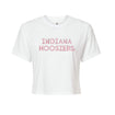 Ladies Indiana Hoosiers Tatum Ideal Crop White T-Shirt - Front View