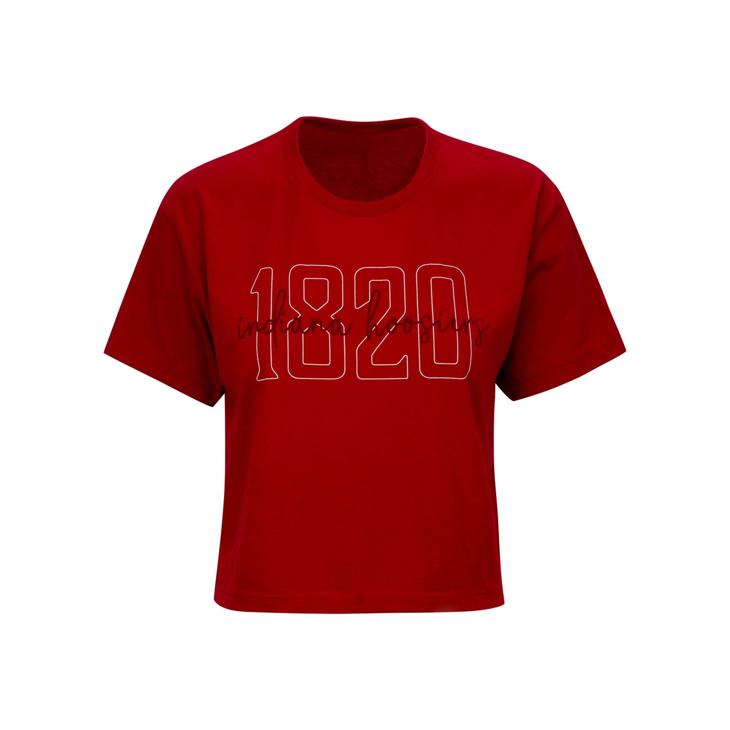 Ladies Indiana Hoosiers Jade Crop Crew Crimson T-Shirt - Front View