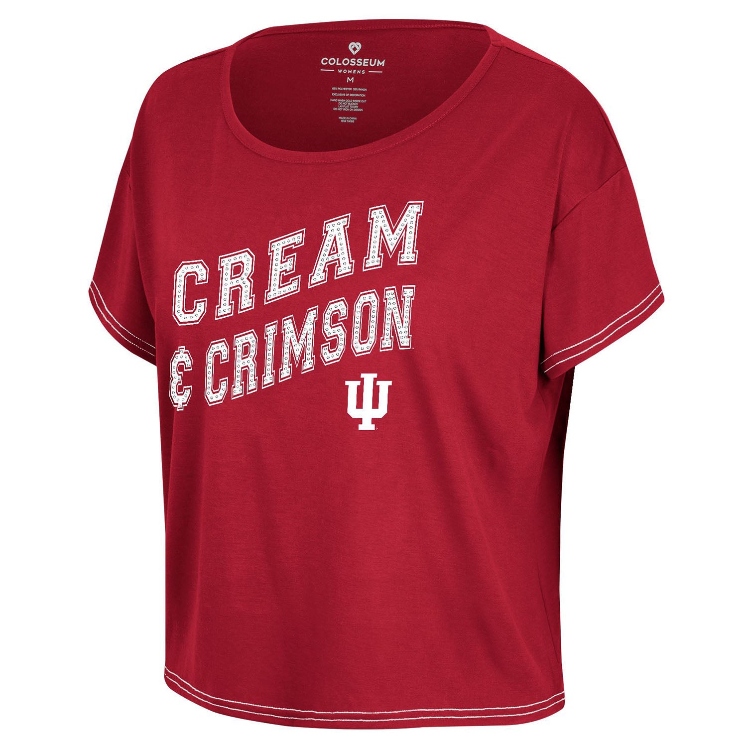 Ladies Indiana Hoosiers Bling Frost Dolman T-Shirt - Front View