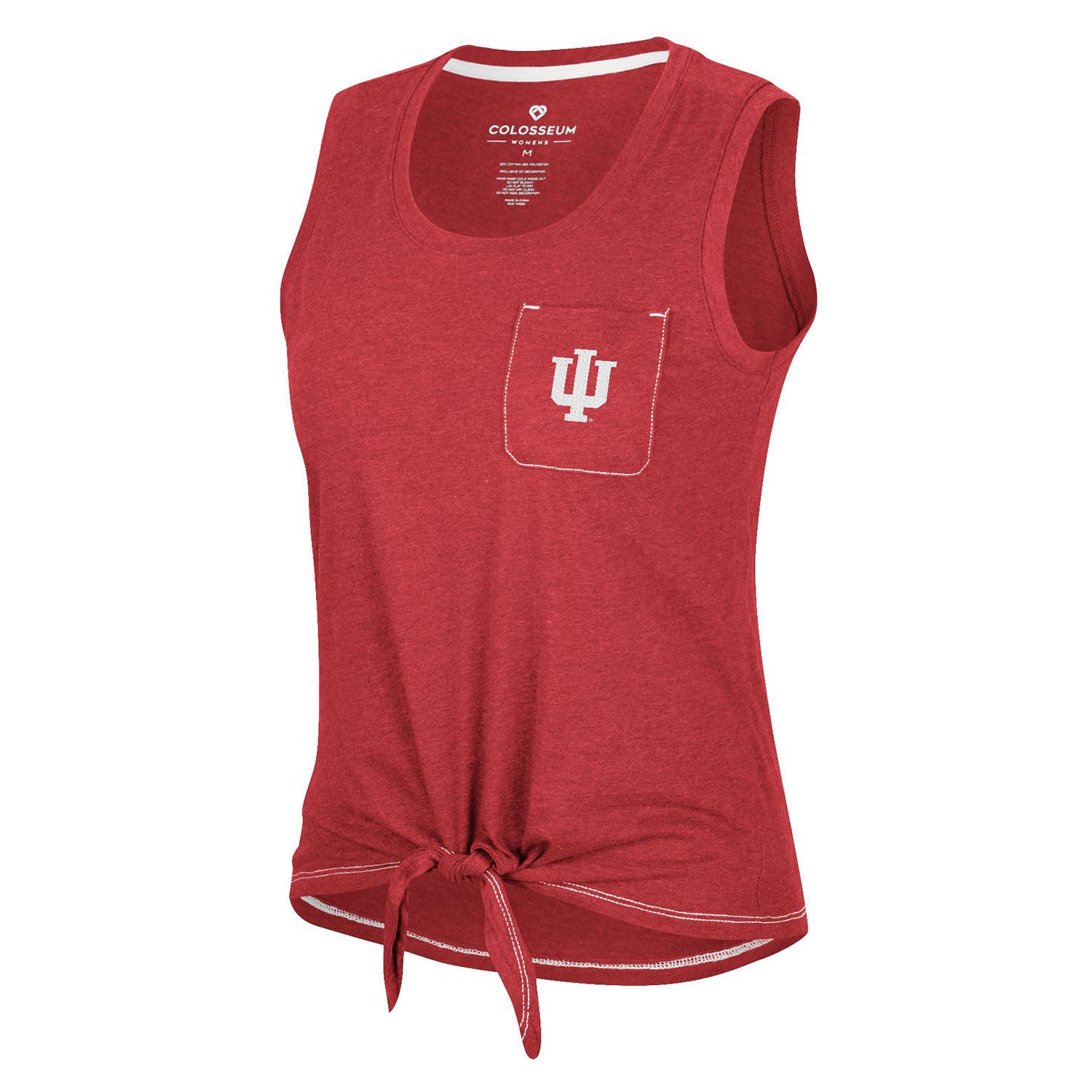 Ladies Indiana Hoosiers Bling Pocket Tank Top in Crimson - Front View