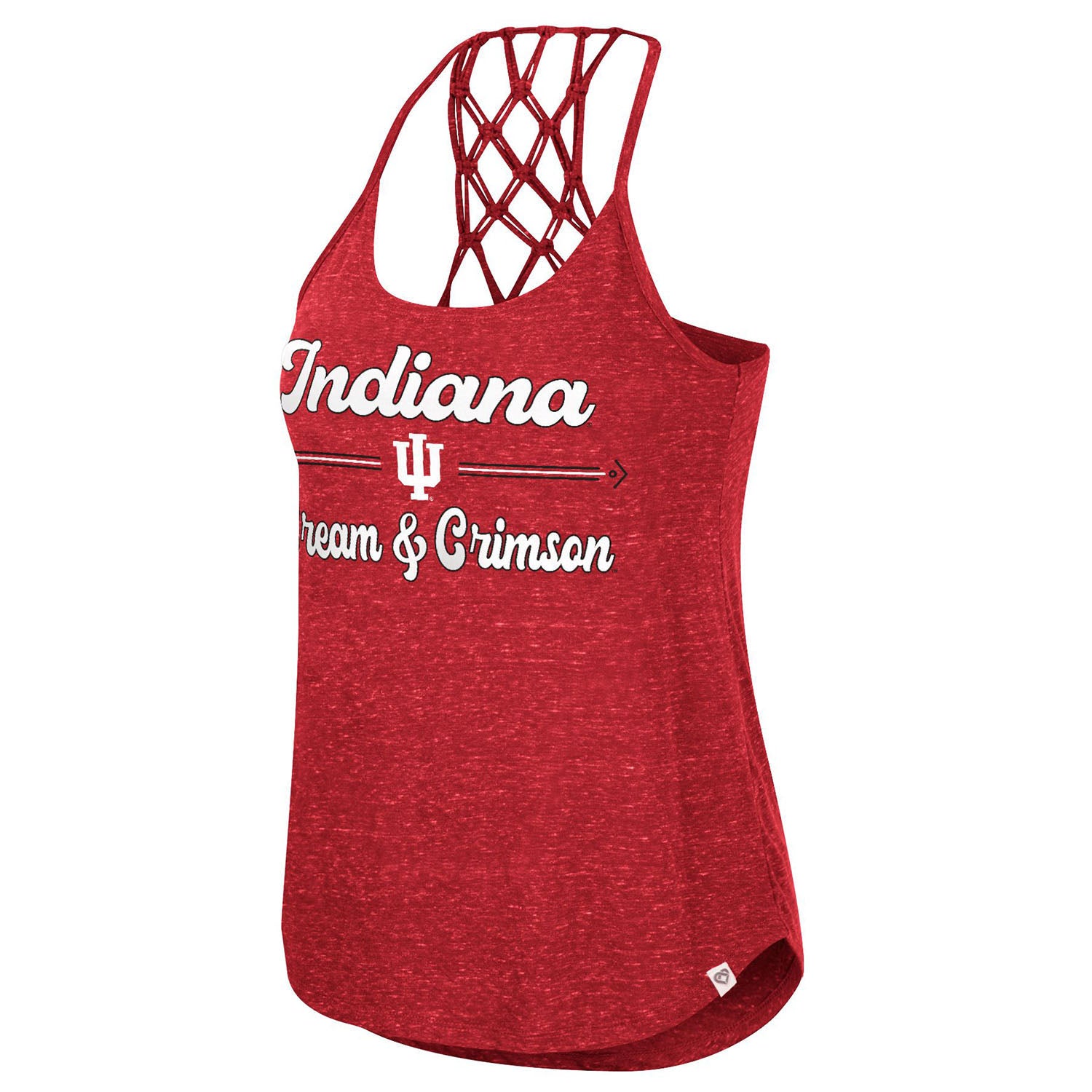 Ladies Indiana Hoosiers Macrame Tank Top in Crimson - Front View