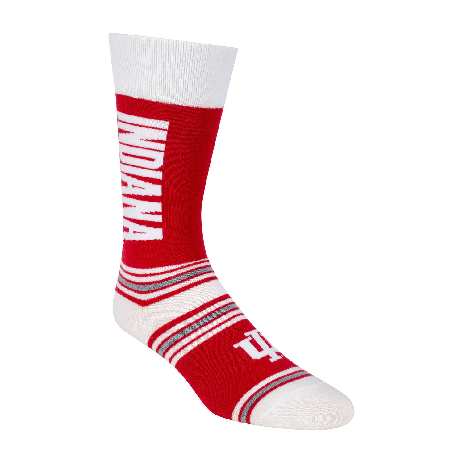 Indiana Hoosiers Go Team Indiana Socks in Crimson and White - Front/Side View