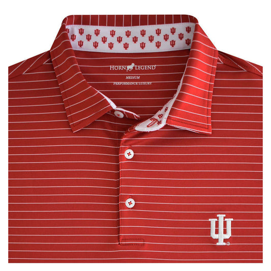 Indiana Hoosiers Performance Stripe Crimson Polo  - Close Front View