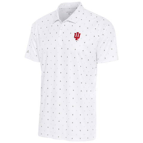 Indiana Hoosiers Diamond Print Polo in White - Front View