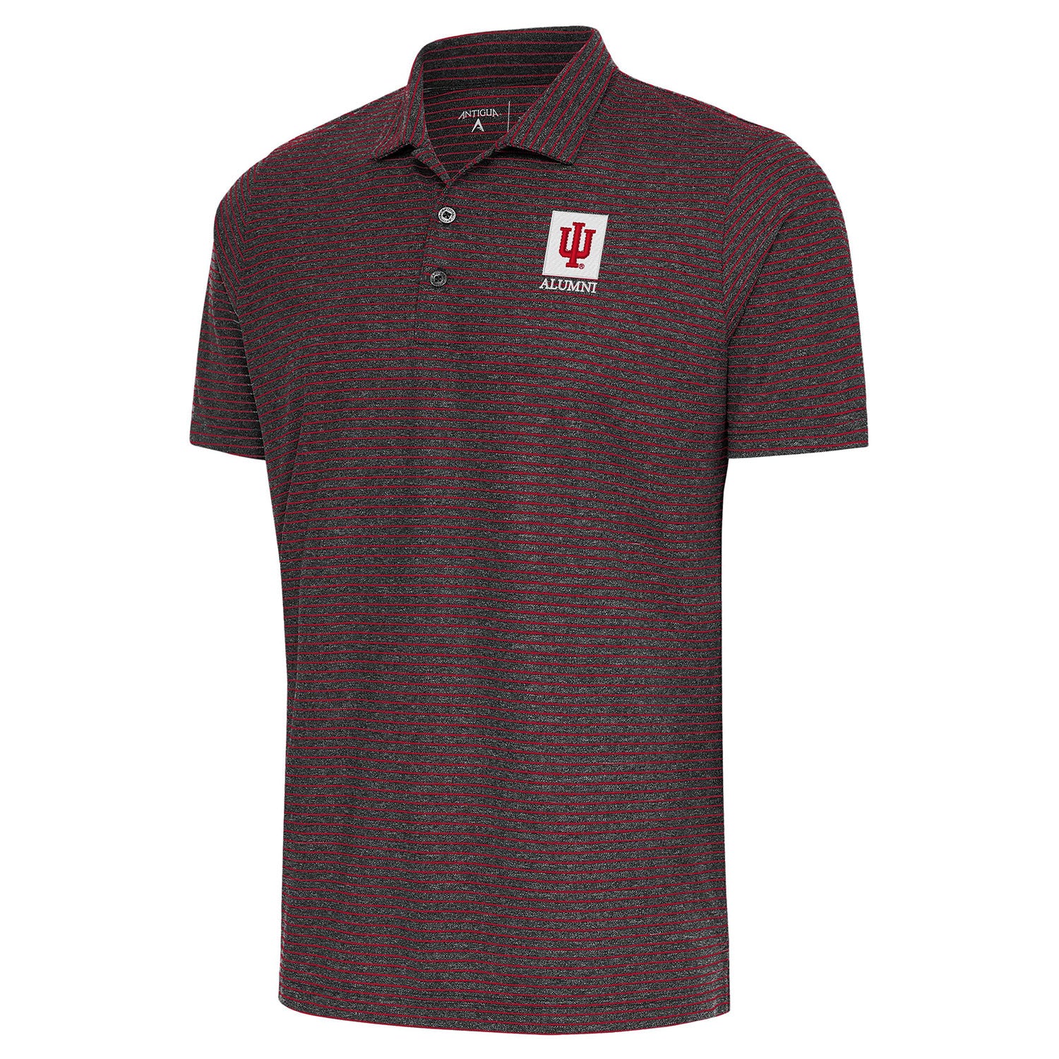 Indiana Hoosiers Esteem Stripe Alumni Polo in Crimson and Grey - Front View