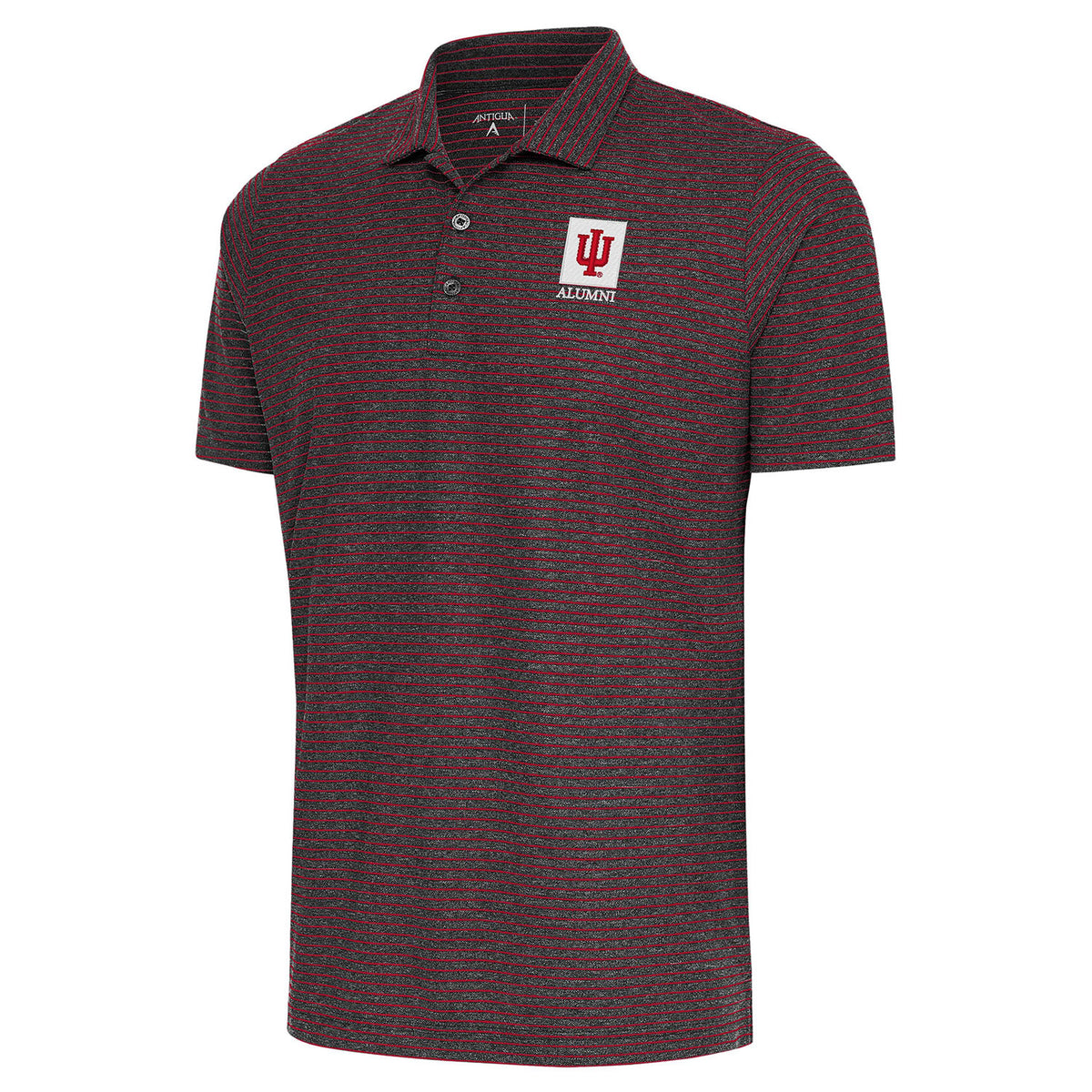 Indiana Hoosiers Esteem Stripe Alumni Polo in Crimson and Grey - Front View