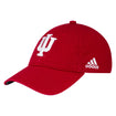 Indiana Hoosiers Adidas Primary Logo Slouch Adjustable Hat in Crimson - Front/Side View