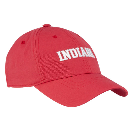 Indiana Hoosiers Adidas Performance Wordmark Slouch Adjustable Hat in Crimson - Front/Side View