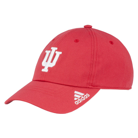 Indiana Hoosiers Adidas Performance Slouch Adjustable Hat in Crimson - Front/Side View