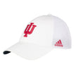 Indiana Hoosiers Adidas Coach Mesh Adjustable Hat in White - Front/Side View
