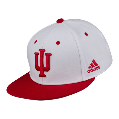 Indiana Hoosiers Adidas Two Tone Wool Fitted Hat in White and Crimson - Front/Side View