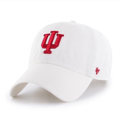 Indiana Hoosiers Cleanup Adjustable Hat in White - Front View