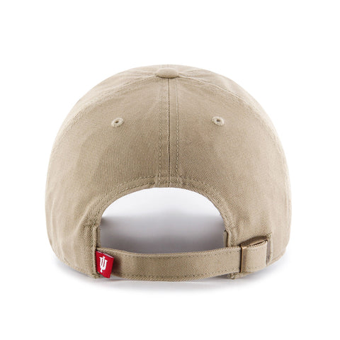 Indiana Hoosiers Cleanup Adjustable Hat in Khaki - Back View