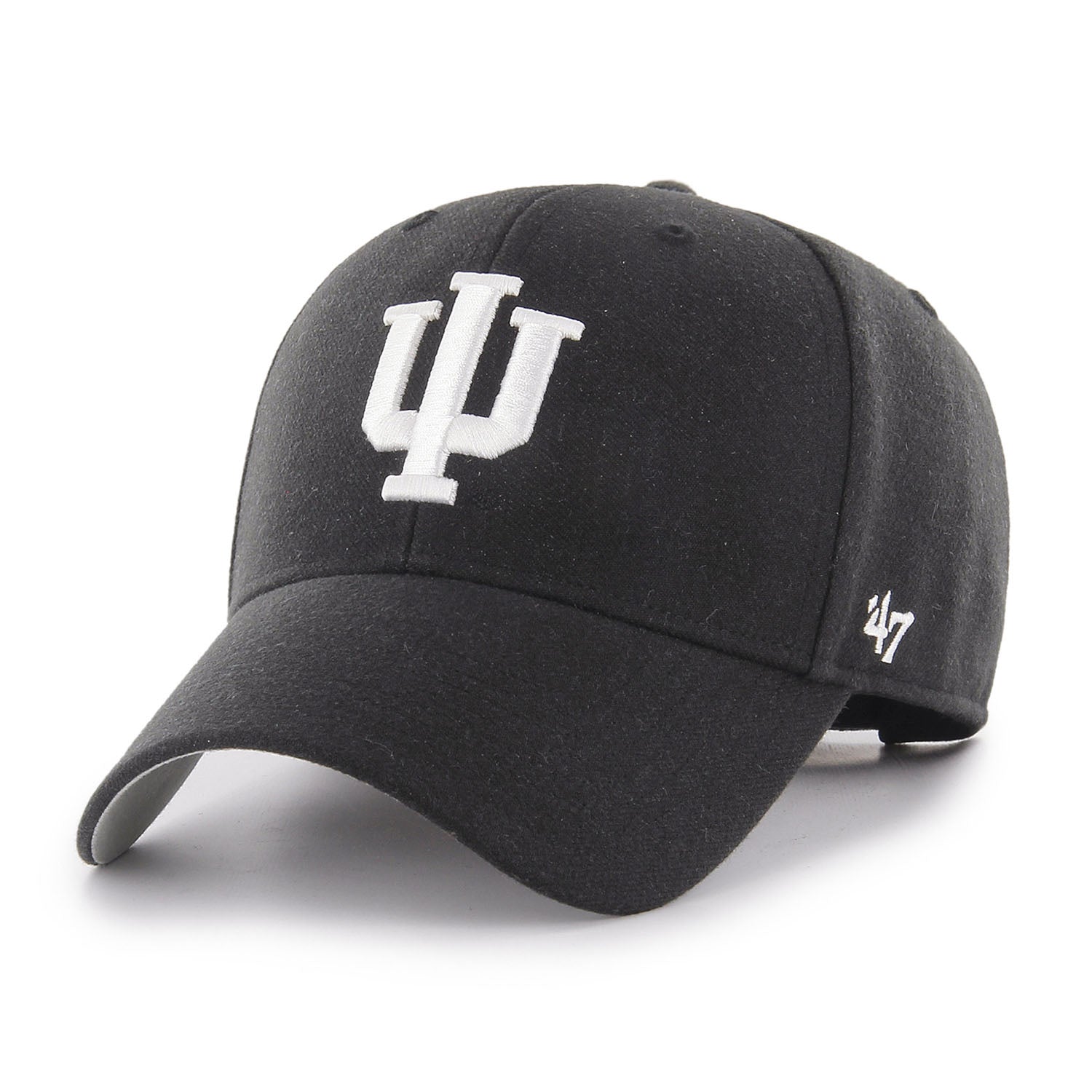 Indiana Hoosiers MVP Wool Tonal Adjustable Hat in Black - Front View