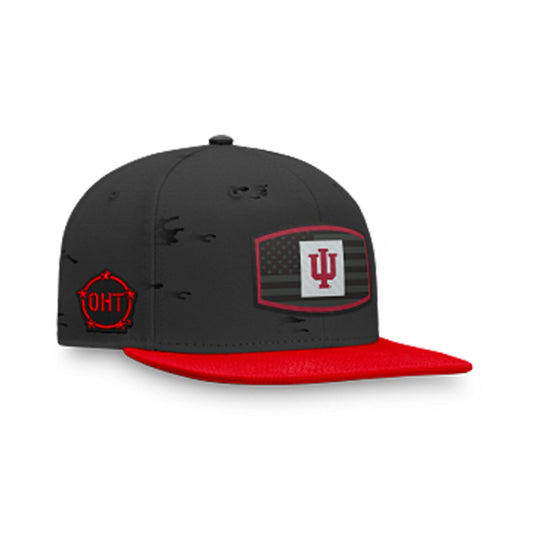 Indiana Hoosiers Flag Patch OHT Grey Adjustable Hat - Front/Side View
