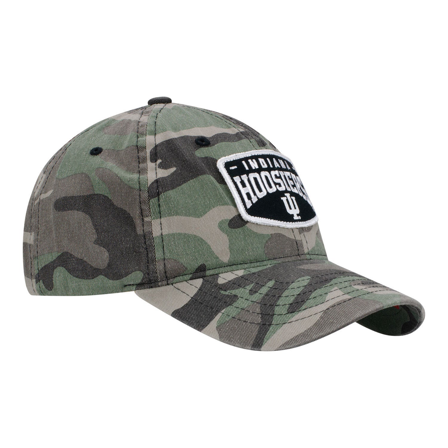 Indiana Hoosiers Fort Rucker Camouflage Adjustable Hat - Angled Left View