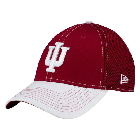 Indiana Hoosiers Two Tone 39Thirty Neo Flex Hat in Crimson and White - Front/Side View