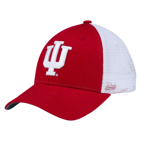 Indiana Hoosiers Big Rig Trucker Adjustable Hat in Crimson and White - Front/Side View