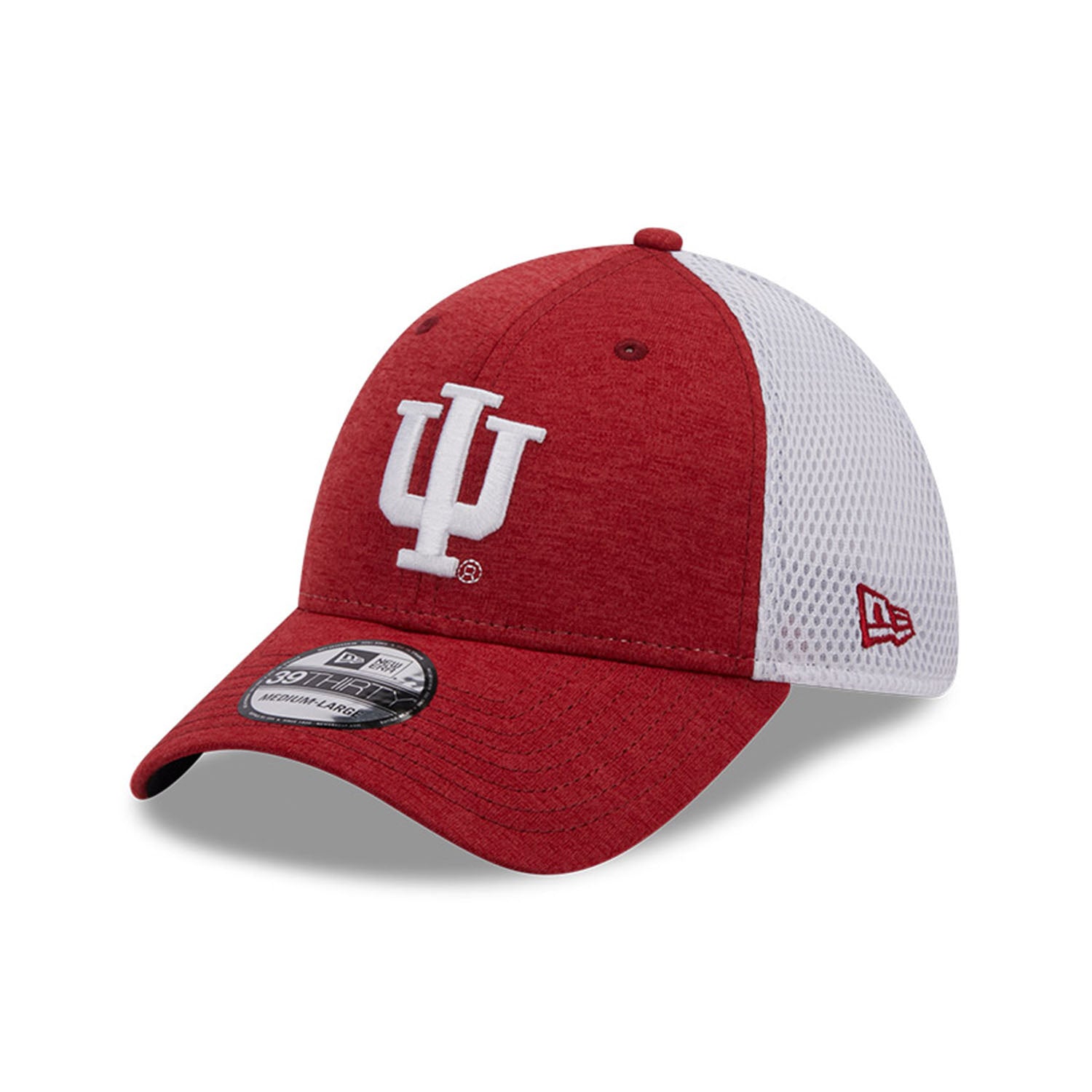 Indiana Hoosiers Primary Logo Shadow Neo Crimson Flex Hat - Front/Side View
