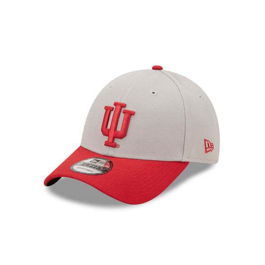 Indiana Hoosiers Primary Logo Two Tone Grey Adjustable Hat in Crimson and Grey - Front/Side View