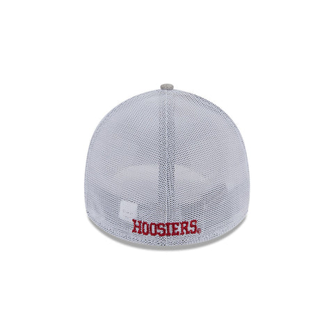 Indiana Hoosiers Primary Logo Heathered Mesh Back Flex Hat in Grey - Back View